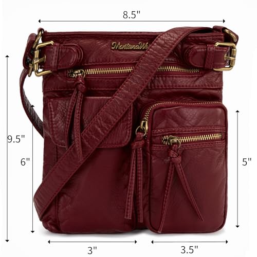 Image of Montana West Crossbody Bag for Women Multi Pocket Shoulder Medium Travel Purses Ultra Soft Washed Leather