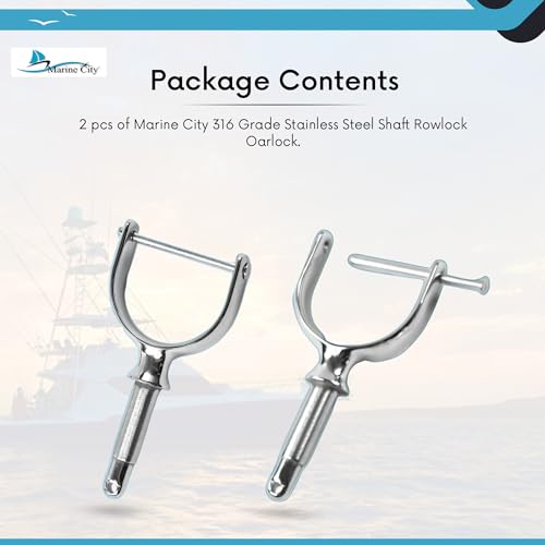 MARINE CITY 316 Stainless Steel Heavy Duty 1/2 Inches x 2 Inches Shaft Rowlock Oarlock Side Mount fine Finish for Marine Row Boat Water Raft Kayak (Pack of 2) - Thumbnail 7