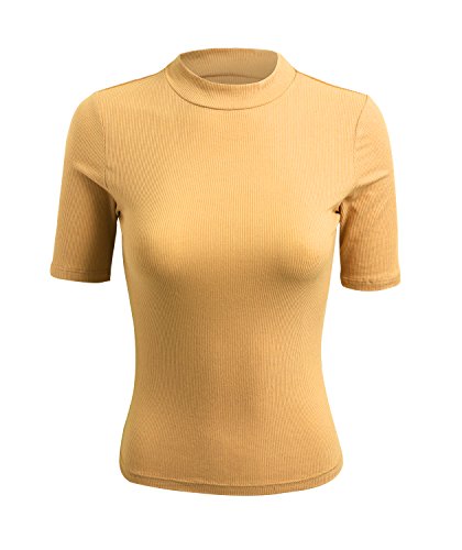 makeitmint Women's Ribbed Knit Sleeveless Solid Mock Neck Crop Tank Top