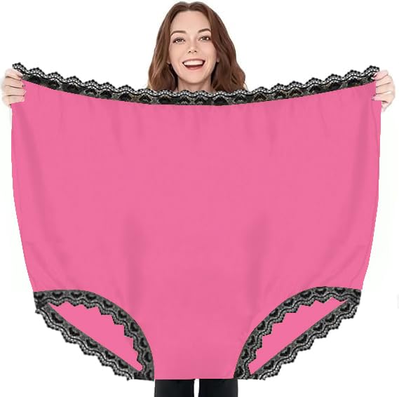 Granny Panties Funny Gag Gifts for Women Plus Size Giant Novelty Underwear White Elephant Gift for Adults Prank (Dark Pink One Size)