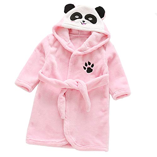 Niños con Capucha Franela Albornoz Invierno Tiger Panda Pijamas y Batas Ropa de Dormir para Niños y Niñas de 3 a 8 Años (Rosa Panda, 3 Years)
