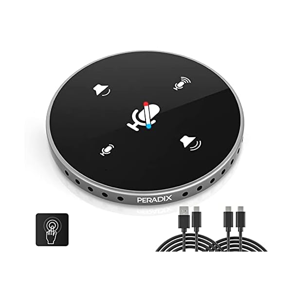 Peradix USB PC Mikrofon für Konferenz, 360°Plug & Play PC Tischmikrofon mit Stummschaltungstaste für Videokonferenzen…