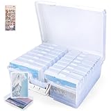 USHOP Durchsichtige Fotoboxen Zur Aufbewahrung mit 16 Pcs Innere Fotohalter, Foto Organizer Kunststoff mit Aufklebern, Fotoaufbewahrungsbox für Saatgut Karten Handwerk Aufkleber