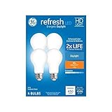 GE 44899 Refresh 4-Pack 40 W Equivalent 5.5W Dimmable 5000k Daylight A19 LED Light Fixture Light...