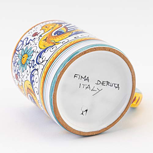 thatsArte.com Fima Italian Ceramic Mug - Hand Made Pottery Coffee Mugs, Deruta Italian Pottery, Painted Mug, Italian Ceramic, Made in Italy, Painted Coffee Mugs, Mugs Handmade