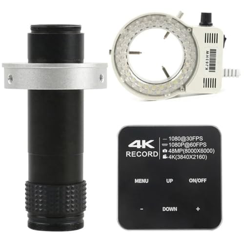ラボ用顕微鏡アクセサリー 4K 2K 1080P 48MP HDMI Type-c PC タッチパネル産業用ビデオ顕微鏡カメラ電話タブレット PCB IC 観察はんだ修理(130x lens with Light)