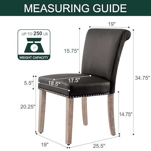 Image of CHUN YI Dining Chairs Set of 4, Faux Leather Dining Room Chairs, Upholstered Modern Kitchen Parsons Chairs for Dining Room with Sturdy Wood Legs, Vintage Grey