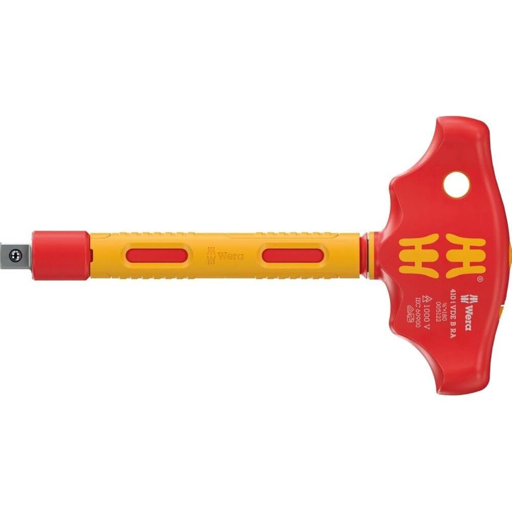 Wera 05005122001 410 i VDE B RA VDE B RA śrubokręt z izolowanym uchwytem poprzecznym z funkcją grzechotki do nasadek 3/8", 3/8" x 130 mm
