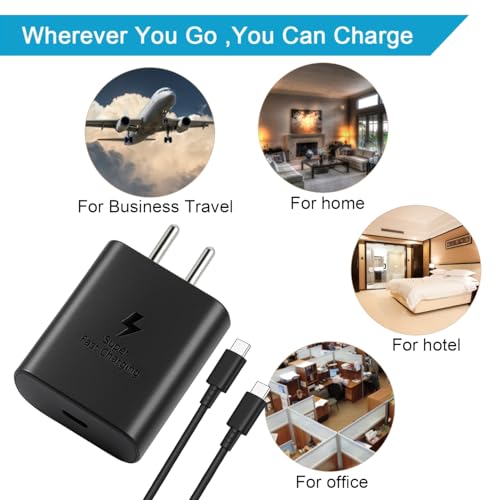 Image of 45W GaN Type- C Super Fast Charger Compatible with Samsung Galaxy S26 /S25 /S24 /S23 /S22 /S21 /S20(Ultra /Plus /Fe),A56 /A55 /A35 /M56 /M35 /M16 (S,M,F,Z,A)...All Series & Other Devices