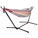 ONCLOUD 550 LBS Capacity Double Hammock with Stand Included with Portable Carrying Bag, Heavy Duty 2-Person Hammock for Outdoors & Indoors - Desert Stripe, Series TDCTZ1 - Red Yellow Stripe