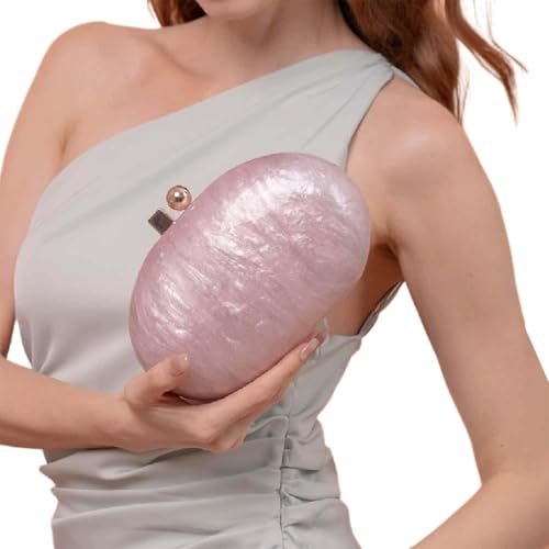 Image of Acrylic Evening Clutch Bag for Women Shell Shape Shoulder Crossbody Bag Glitter Marble Purse Handbag