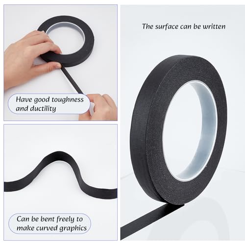 Image of NICENEEDED 2 Rolls Black Painters Tape, 0.6 Inch Wide No Residue Masking Tapes Artist Drafting Tapes, Adhesive Paint Tape for Painting Labeling DIY Crafting Home Decoration Projects