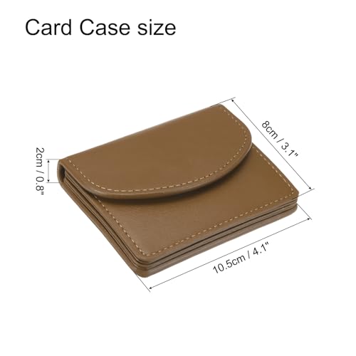 Image of uxcell PU Leather Business Card Case, Business Name Card Holder Wallet with Magnetic Shut Pocket Holder for Women Credit ID Card, Coffee