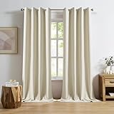 DUALIFE Cream Beige Curtains 96 Inch Length Blackout Window Drapes for Bedroom Thermal Insulated Room Darkening Curtains 2 Panels for Living Room,Grommet Top 52x96 Inches Long Buttercream