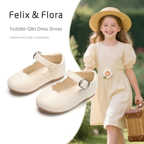 Image of Felix & Flora Toddler Flower Girl Dress Shoes - Baby Girl Ballet Mary Jane Flats for Party School Wedding