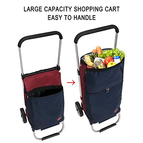 ZBBN Einkaufstrolley, Leichter Trolley, Faltbarer Praktischer Faltbarer Einkaufstrolley, Einkaufstasche, Geeignet zum… – Bild 3