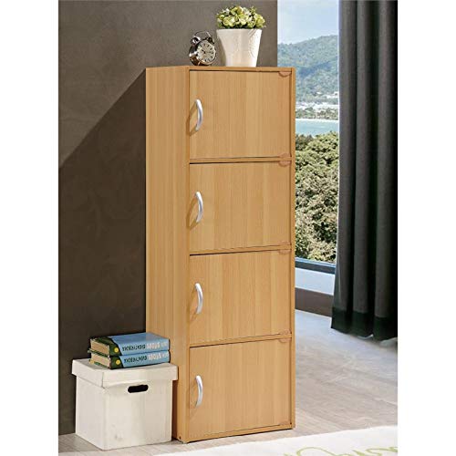 Pemberly Row 4 Shelf 4 Door Bookcase In Beech #TOP1