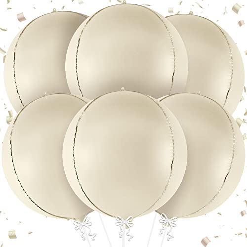 Image of KatchOn, Huge White Sand Balloons Set- 22 Inch, Pack of 6 | Mylar Beige Balloon | White Sand Foil Balloons, Mylar Balloon for Graduation Decorations