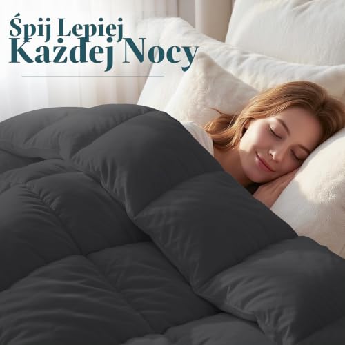 Kołdra Utopia Bedding 200 x 200 cm, kołdra całoroczna, wypełnienie 370 GSM, oddychający koc do spania, kołdra, super miękka i przytulna (szara)