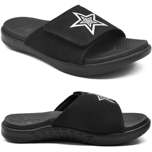 Image of KuaiLu Mens Slide Sandals Orthotic Arch Support Athletic Sport Sandals For Men Adjustable Comfort Slippers With Soft Cushioning For Outdoor