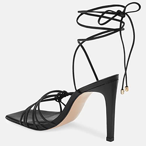 Image of Juliet Holy Womens Lace Up Heeled Sandals Square Open Toe Stiletto Heels Strappy Summer Dressy Shoes