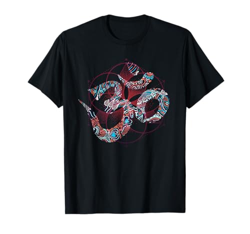True Reality Wear - Psychedelisches Muster Goa Om T-Shirt - Unisex Erwachsene - Schwarz - S