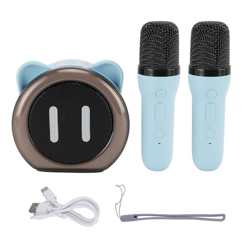 Mini Máquina de karaokê para Adultos e Crianças, Alto-falante Portátil de karaokê BT Com 2 Microfone