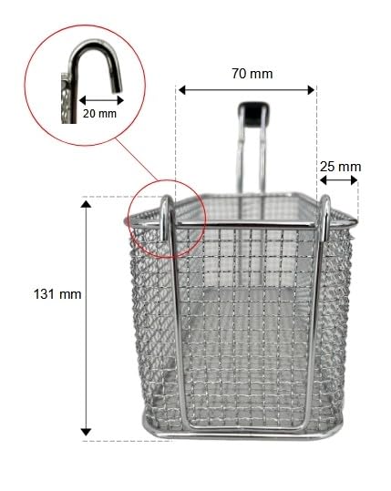 FCR0146 - Panier fabriqué en Italie pour friteuse professionnelle avec crochets dimensions 120 x 300 x 120 H mm en acier chromé panier de friture en acier
