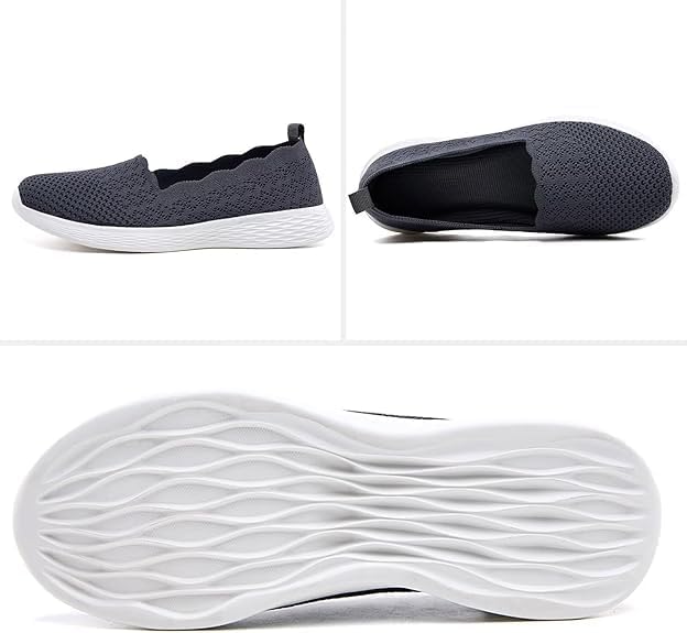 Puxowe Women's Casual Slip on Walking Flat Shoes-Lightweight Low-Top Knit Loafer Sneaker - Image 4