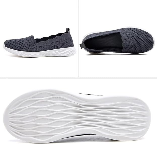 Image of Puxowe Women's Slip-On Walking Shoes | Lightweight Knit Sneakers with Memory Foam Insole, Breathable & Wide Fit Available for Daily Walking, Casual & Travel