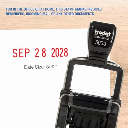 Trodat 5030 Professional 4.0 Date Only Stamp, Self Inking, Impression Size 1-5/8” x 3/8”, Red Ink