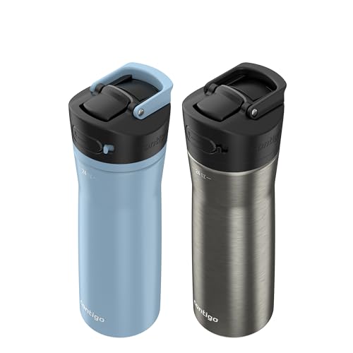 Image of Contigo Ashland Chill 2.0 Water Bottle, 24 oz, 2-Pack, Glacier; Stainless steel w /Licorice