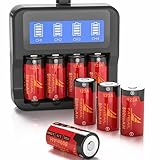 123A Rechargeable Batteries, FARSAIL 4-Pack 800mAH 3.7V Rechargeable Batteries and Charger for Arlo Camera VMS3130 VMC3030 VMK3200 VMS3330 3430 3530, Alarm System, Flasglight