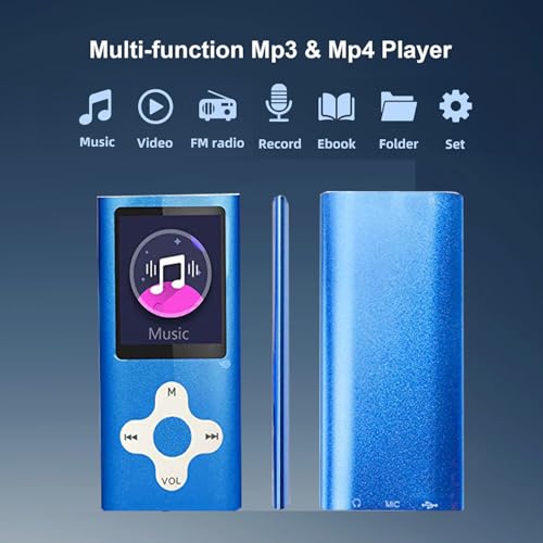 Image of Mp3 Player,Music Player with a 16 GB Memory Card Portable Digital Music Player /Video /Voice Record /FM Radio /E-Book Reader /Photo Viewer /1.8 LCD (Blue)