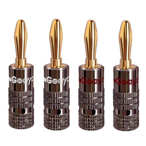 Goaycer Bananenstecker 2 Paare 24k Vergoldet 4mm Lautsprecherstecker 4 Stück