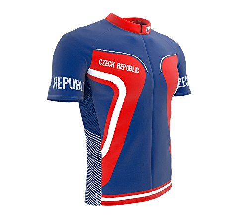 ScudoPro Czech Republic Full Zipper Bike Short Sleeve Cycling Jersey for Men - Size 2XL Multicolored