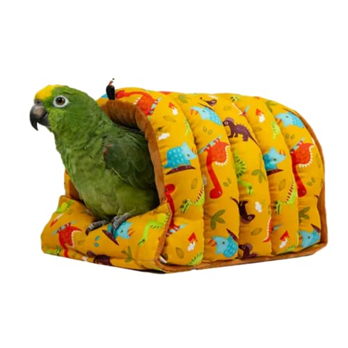 Image of Bird Nest Winter Hanging Hammock Birds Sleeping Bed Parrot Hideway Bed Washable for Lovebird, Budgie, Conure, Cockatiel, African Gray (Deep Yellow)