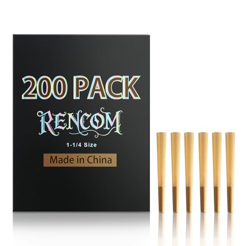 Rolling Cones 1-1/4 Size-200 Pack - Cones 1-1/4 Size - Slow Burning 1-1/4 Size Pre Rolled cones Made of Paper with Tips & Packing Tubes Included