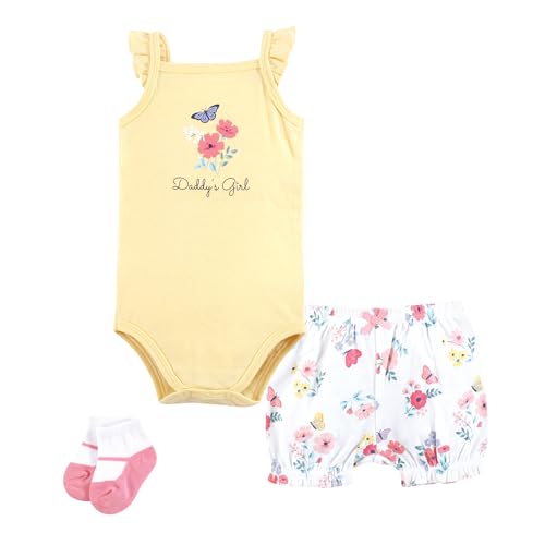 Image of Hudson Baby Unisex Baby Bodysuit, Short and Sock, 3-Piece Set