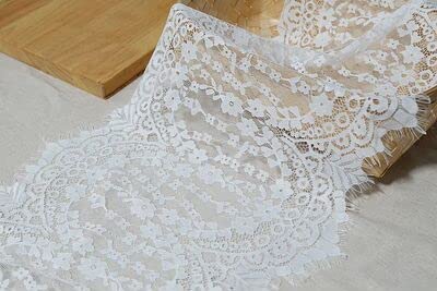 Koronkowa wstążka Koronkowa lamówka do rzęs, tkanina w kwiaty, wielokolorowa, szerokość 34-50 cm(34cm White)