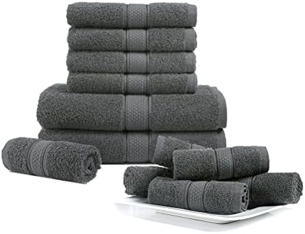 4pc Bath Towels Set - 100% Ring Spun Cotton Towels Set, Oversized Bath Towels, Highly Absorbent Bath Towel Sets for Bathroom, 71 cm x 137 cm, Extra Large Bath Towels, Quick Dry Towels for Body - Coal