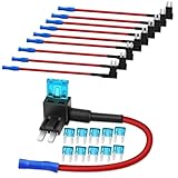 ZIMISI 10PCS Mini Fuse Tap, 12V Car Blade Adapter with 15A Fuses Holder, Car Add a Circuit Fuse Tap Adapters, Dual Circuit Add-On Adapter Connector of ATM APM for Vehicles Trucks Boats (Mini)