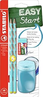 Handwriting Pencil - STABILO EASYgraph S School Set - Left-Handed - Pencil x 2 + EASYsharpener + EASYeraser - blue
