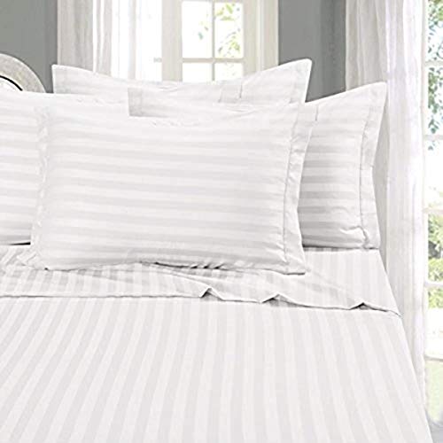 Elegant Comfort Wrinkle & Fade Resistant 1500 Premier - Damask Stripes Hotel Quality Luxurious Silky Soft 4-Piece Sheet Set, Up to 16