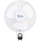 Simple Deluxe 16 Inch Digital Household Wall Mount Fans, Adjustable Tilt, 90 Degree, 3 Speed Settings, 1 Pack, White