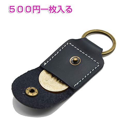 Beady Key Ring Genuine Leather Key Ring Crazy Horse Leather Men's Women's Gift Navy #TOP1