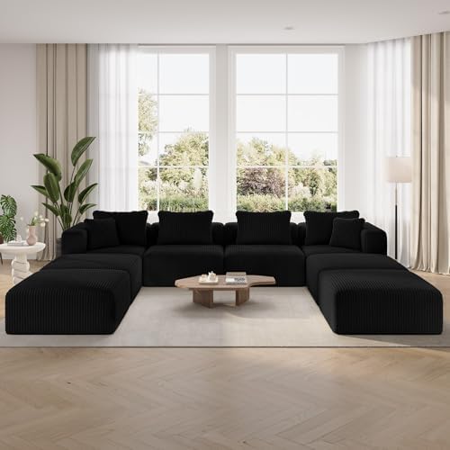 Novilla 141" Modular Sectional Sofa, U Shape Oversized Sectional Couch, Modern Cloud Design with Smarts Coil® Support, Boneless Sectional Couch for Large Living Room Apartment, No Assembly