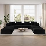 Novilla 141' Modular Sectional Sofa, Modern Cloud Sectional Couch with Smarts Coil® Support, U-Shape Boneless Couch for Living Room Apartments Bedroom, No Assembly Required (4 Seat w/ 4 Ottoman)