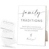 Minimalist Style Family Traditions Baby Shower Games, 1 Family Tradition Sign and 50 Familys Traditions Cards, for Baby Shower & Gender Reveal Party, Reveal Party Supplies, Newborn Announcement Party Decorations Gifts,O14