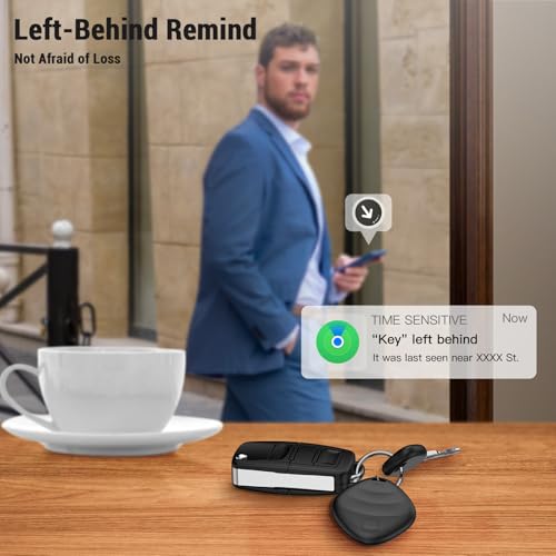 Key Finder, Bluetooth Tracker Locator Pairs with Apple Find My (iOS only), Item Finder for Keys,Wallet,Pets,Bag,Backpack and Suitcase, 400ft Range Smart Tracker Tags, Compatible with iOS, Black 1Pack - Image 7
